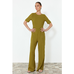 Trendyol Khaki Patterned Viscose Maxi Woven Jumpsuit