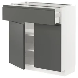 METOD / MAXIMERA Podni element s fiokom/2 vrata, bela/Voxtorp tamnosiva, 80x37 cm