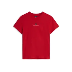 Tommy Jeans Majica LINEAR  rdeča / črna / bela