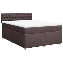 Vidaxl Box spring postelja z vzmetnico temno rjava 140x200 cm blago