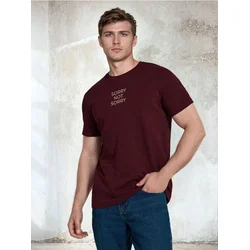 Sinsay - Pamučna majica sa natpisom - maroon