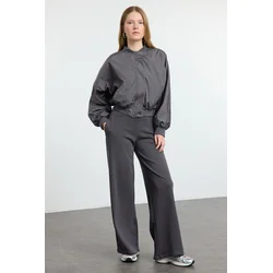 Trendyol Anthracite Thin Extra High Waist Wide Leg/Wide Cut Trousers