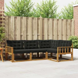 Set vanjskih sofa s jastukom 4 pcs Prirodna i crna