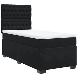 Vidaxl Box spring postelja z vzmetnico črna 90x200 cm žamet