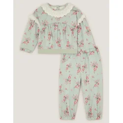 Monsoon Children Komplet dukserica i pantalone za decu, Zeleno-roze