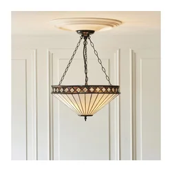 Endon 111871 - Luster na lancu Tiffany FARGO 3xE27/10W/230V prečnik 50 cm