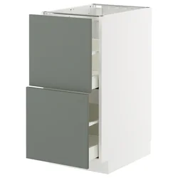 METOD / MAXIMERA Pod.element, 2fronta/2vis.fioke, bela/Nickebo mat sivozelena, 40x60 cm