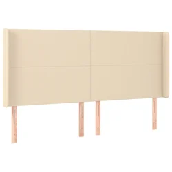 Vidaxl Vzglavje z ušesi krem 203x16x118/128 cm blago
