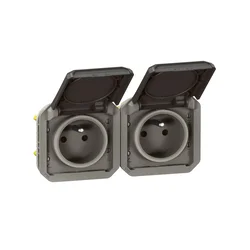 LEGRAND Dvojna vtičnica z ozemljitvijo 2x2P+Z, horizontalna, mehanizem 16A-250V~ - antracit