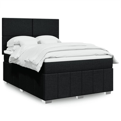 Vidaxl Box spring postelja z vzmetnico črna 160x200 cm blago