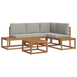 Set vanjskih sofa s jastukom 5 Komad Prirodna i svijetlo siva