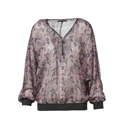 KOROSHI Bluza  modra / svetlo rjava / črna / bela