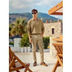 Sinsay - Pantalone slim cargo - BEŽ