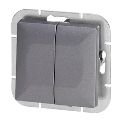Vgradno dvogumbno stikalo Pearl, 10A, 250V, WP-2P, antracit