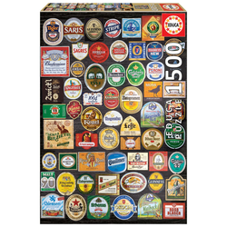 Puzzle Beer labels Collage Educa 1500 dielov + Fix puzzle lepidlo od 11 rokov EDU18463