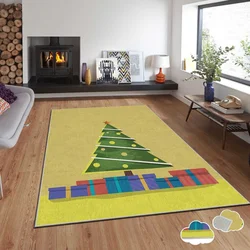 Conceptum Hypnose tepih s novogodišnjim motivima Asr-Crpt-10, pravokutni, 80 x 140 cm, žuti