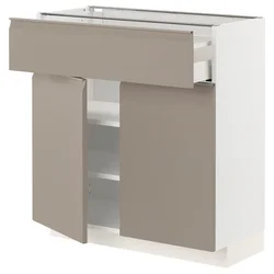 METOD / MAXIMERA Podni element s fiokom/2 vrata, bela/Upplöv tamnobež, mat, 80x37 cm