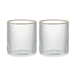Set of 2 drinking glasses, made from glass, 320 ml, Gold - Easy Life