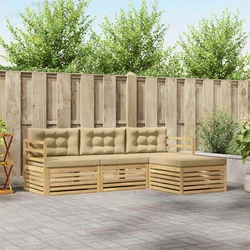 Set vanjskih sofa 4 kom. Bijela i bež Poliester