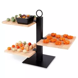 Vilde 139213 - Trospratni stalak za torte od bambusa sa ?inijom - 32 × 32 × 26,5