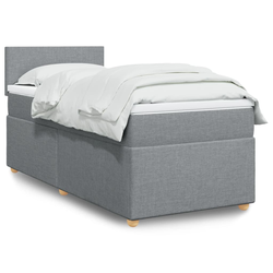 vidaXL Box spring postelja z vzmetnico svetlo siva 90x190 cm blago