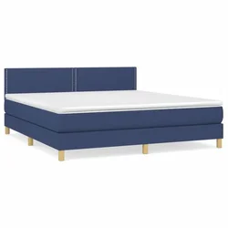 Vidaxl Box spring postelja z vzmetnico modra 180x200 cm blago