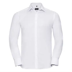 Mens Long Sleeve Herringbone Shirt Russell