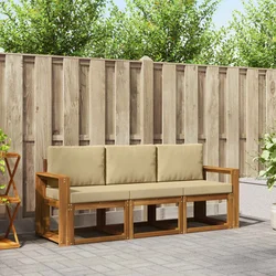 Set vanjskih sofa s jastukom 3 pcs Prirodna i bež