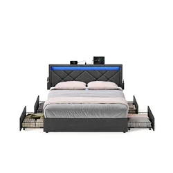 Songmics Posteljni okvir 2102x185x882 cm temno siva