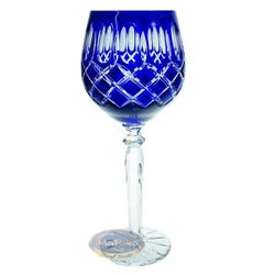 Marika Kozarci za vino iz kobaltovega kristala 280 ml Olive Grid