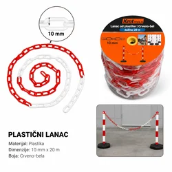 KMT Plastični lanac, 20 m, Crveno-Beli