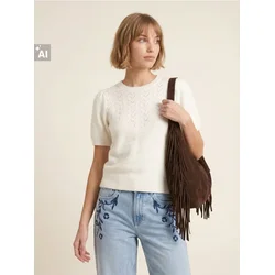 Sinsay - Bluza sa mešavinom vune i ažurnim uzorkom - krem