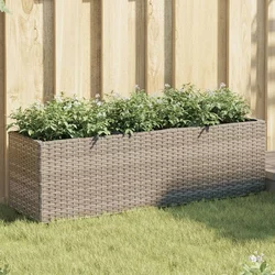 Vrtna sadilica s 3 posude siva 105 x 30 x 32 cm od poliratana