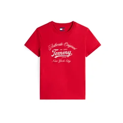 Tommy Jeans Majica ESSENTIAL rdeča/bela