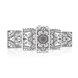 5-delna slika črnobeli ornament - 200x100