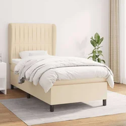 shumee Box spring postelja z vzmetnico krem 90x190 cm blago