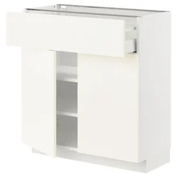 METOD / MAXIMERA Podni element s fiokom/2 vrata, bela/Vallstena bela, 80x37 cm
