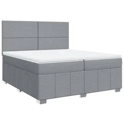 Vidaxl Box spring postelja z vzmetnico svetlo siva 200x200 cm blago