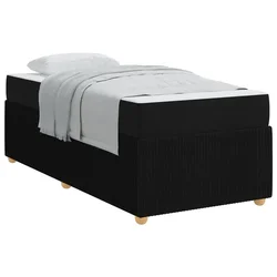 Vidaxl Konstrukcija postelje z vzmetnico Črna 90 x 190 cm blago