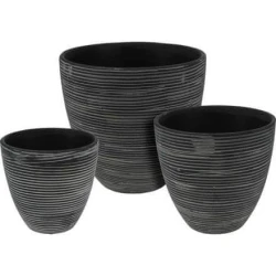 ProGarden ProGarden KO-066900350 Set 3 keramičnih cvetličnih loncev črne barve