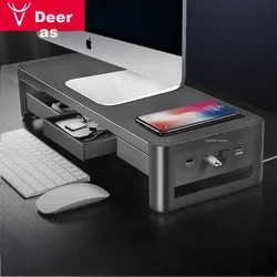 Luwei Postolje za monitor sa USB portovima, 11x54.6x20 cm, Crno