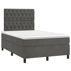 Vidaxl Box spring postelja z vzmetnico temno siv 120x190 cm žamet