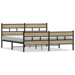 Vidaxl Kovinski posteljni okvir brez vzmetnice sonoma hrast 180x200 cm
