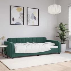 shumee Raztegljiva postelja temno zelena 90x200 cm žamet