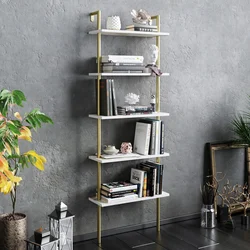 Hanah Home Polica 60?x174x22cm Belo-Zlatna