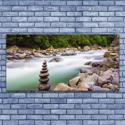 tulup.si Slika na platnu Forest river stream gore 125x50 cm