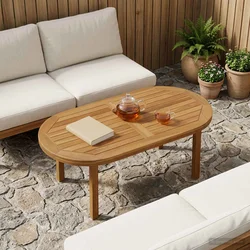 Gornji dio stola Ovalni Čvrsto teak drvo Prirodna