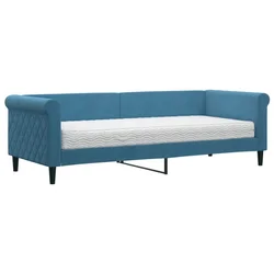 Vidaxl Dnevna postelja z vzmetnico modra 80x200 cm žamet