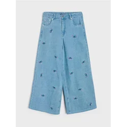 Sinsay - Oversize wide leg farmerke sa vezom Stitch - plava