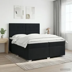 vidaXL Postelja boxspring z vzmetnico Črna 200 x 200 cm Blago